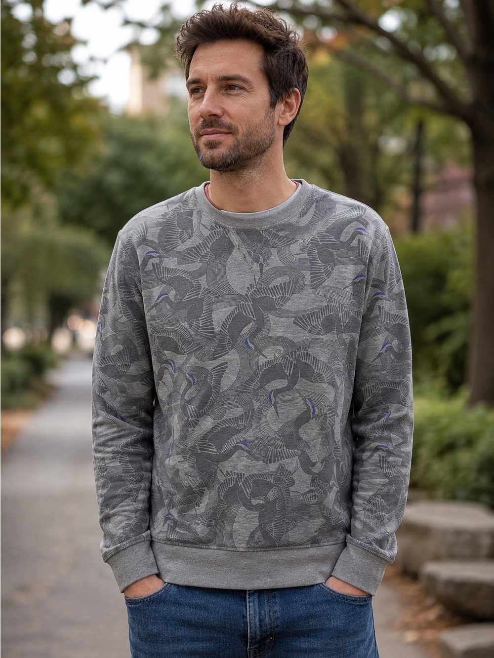 Ted Baker London Crane Bird Print Crewneck Sweatshirt Men’s XL Size 5